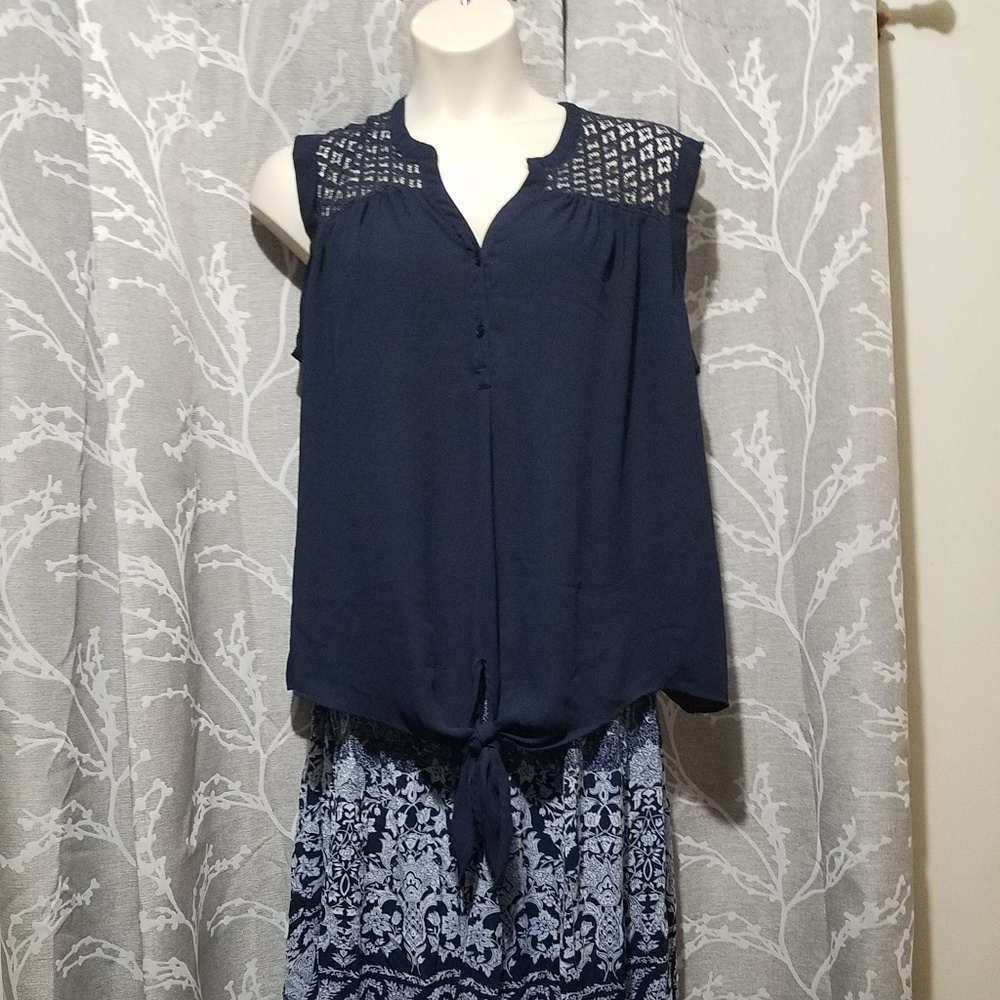 Plus size navy blouse